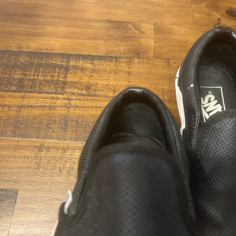 Vans Perf Leather Asher Slip On Skate Sneakers Shoes Mens 5 (W 3.5) Black 721278